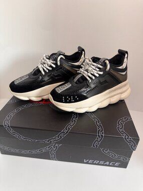Versace Chain Reaction Sneakers EU 37.5 Black Greek Key